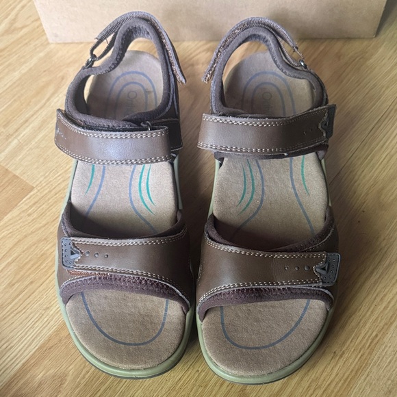 OrthoFeet size 8 Malibu leather Women's Brown Sandals - Picture 3 of 12